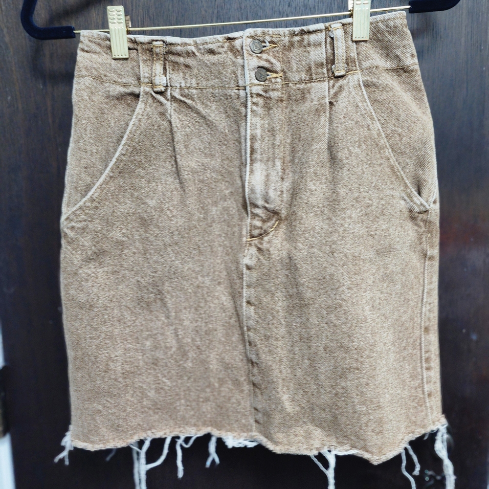Vintage 80’s Guess A Georges Marciano Design Brown denim jean mini skirt 30